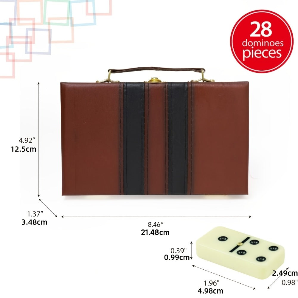Double Six Dominoes Set 28pcs White – Extra Large Classic Domino Game with Gold Spinner & Premium Storage Box, Portable Family Board Game for Adults Kids Party