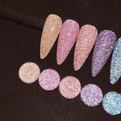 Glitter Gel Nail Polish Set 6pcs Crushed Starlight Sparkling Rhinestone Soak-Off UV LED 0.51oz Each – Photo Frame & Candy Styles Seasonal Nail Art Kit for Women, Salon & Home Manicure, Gift for Her