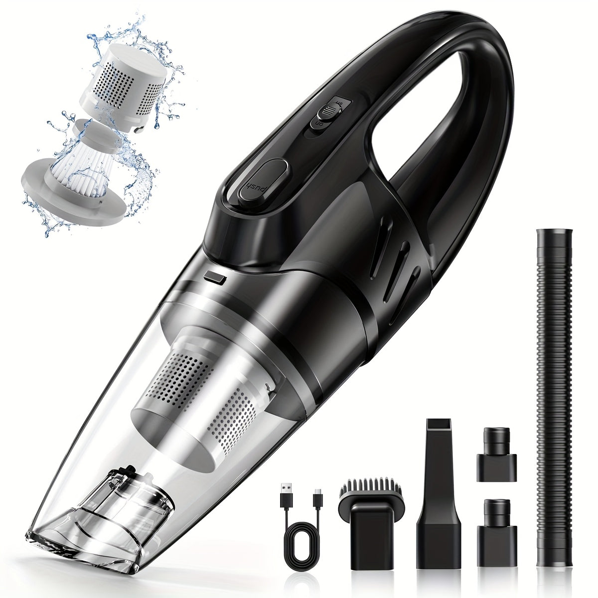 Car Vacuum Cleaner, 6000PA Super Strong Suction Handheld Vacuum, 2000mAh Large Capacity, Low Noise, Comes with Five Matching Accessories, for Car Interiors, Home, and Pet Cleaning, Pink Girly Car Accessories Gift for Women