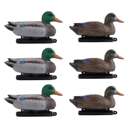 Duck Decoys 6-Pack – Realistic Floating Teal Decoy Set with Bionic Painting, XPE Compression Storage, 3 Male & 3 Female Ducks for Hunting, Pond Garden Yard Decoration, Flock Simulation