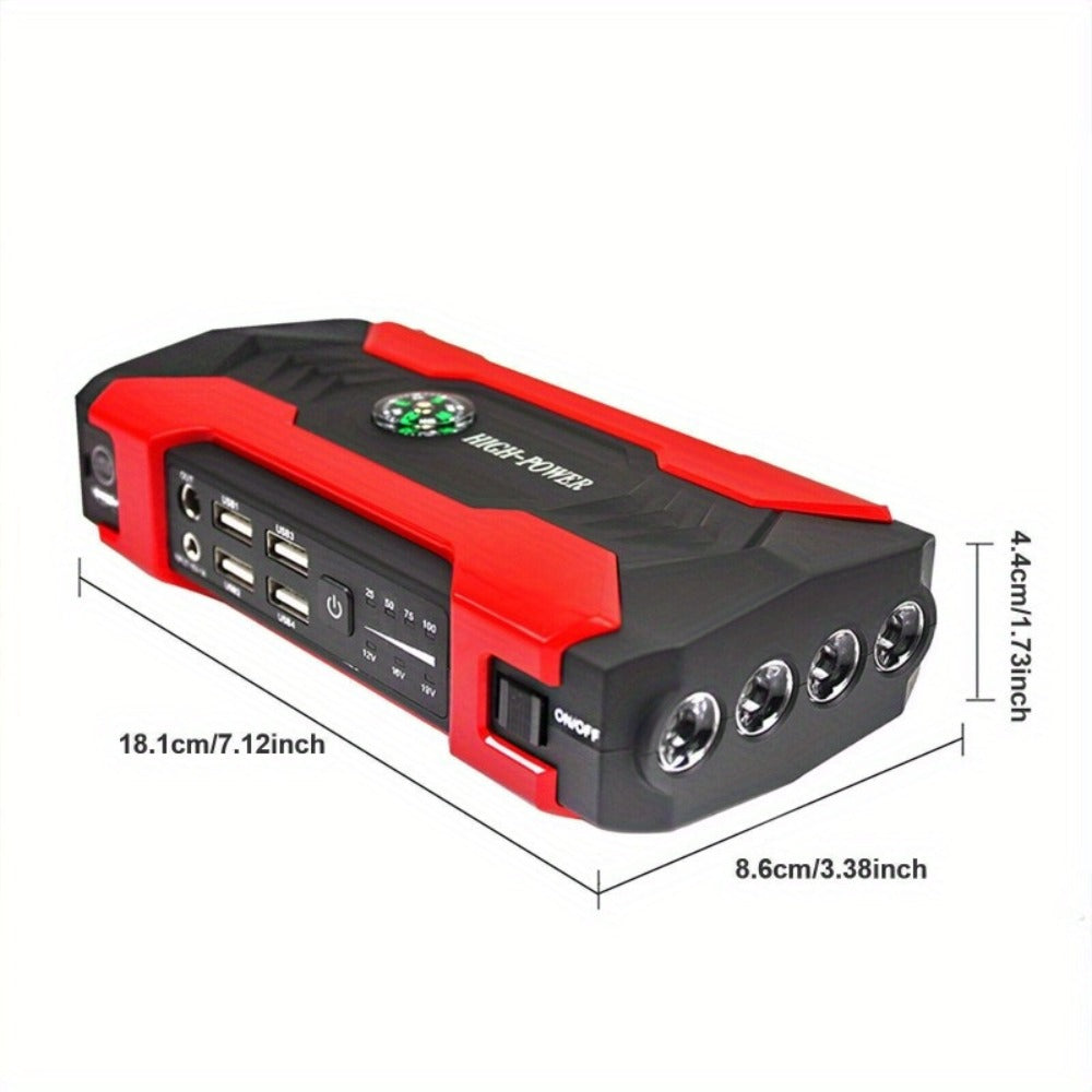 Portable Car Jump Starter 12V – Peak Power Battery Booster Pack for 8.0L Gas & Diesel Engines, USB Charging & LED Emergency Light, Roadside Car Starter Kit