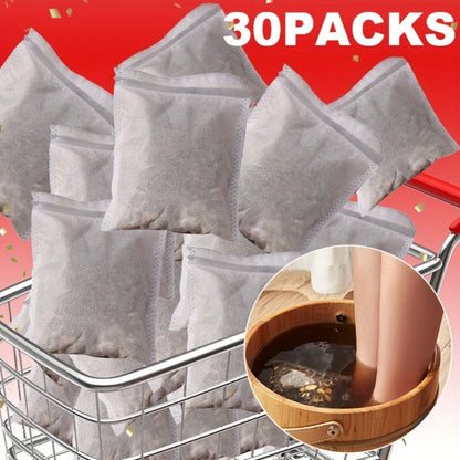 Herbal Foot Soak Packets 30 Pack Individually Wrapped — Warm Foot Bath Bags for Relaxation, Tired Feet Relief & Odor Cleansing, Daily Bedtime Foot Care for Women & Men, All Seasons Gift
