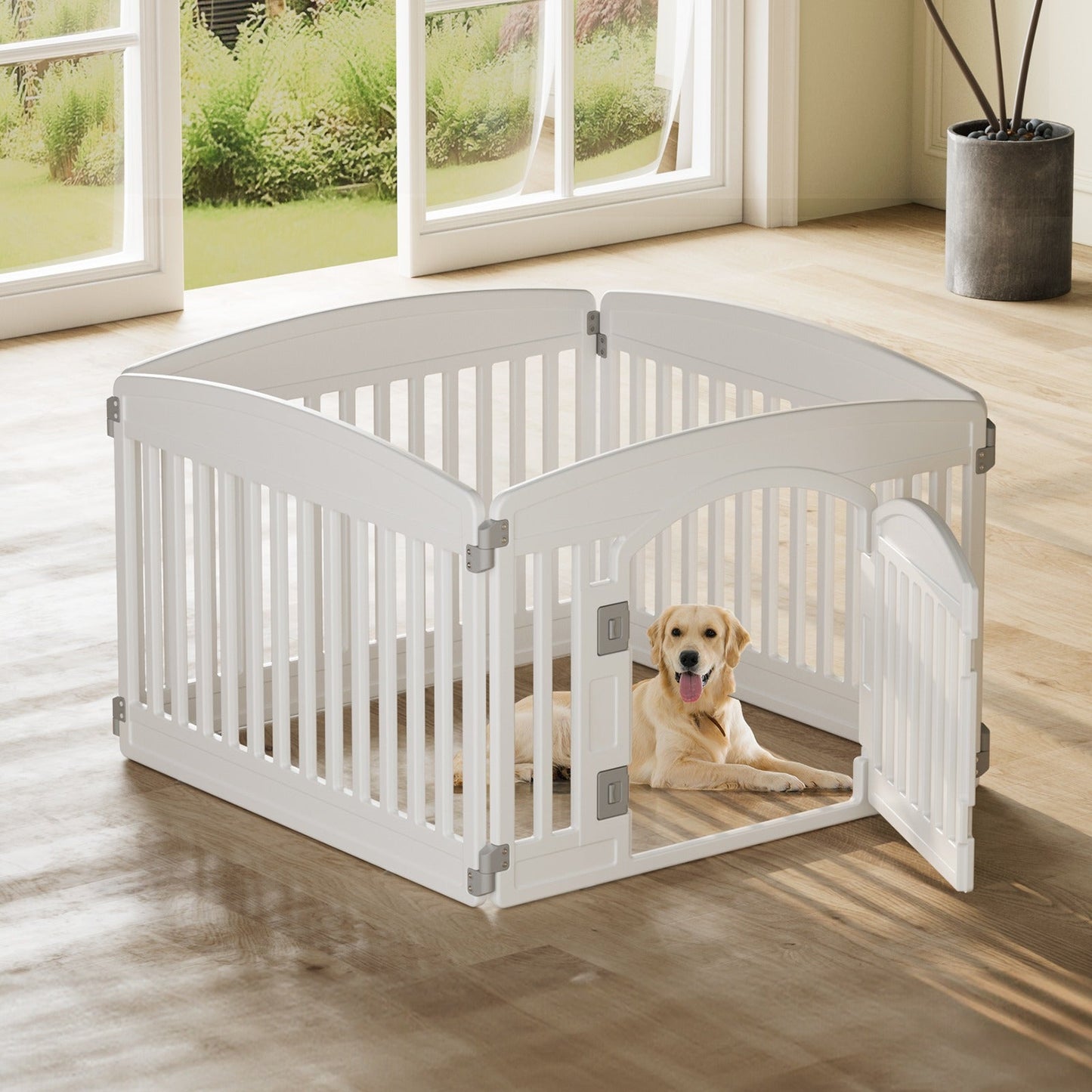 Foldable Dog Playpen & Indoor Outdoor Pet Fence – Portable, Easy to Clean, 4-Panel & 6-Panel, White & Black