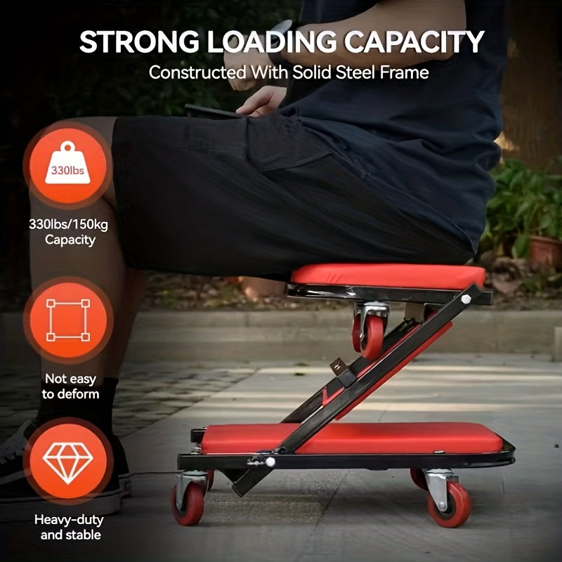 Shaped Wheeled Creeper Stool(Sold Separately), 80Lb Load Capacity, Foldable/Non-Foldable Crawler Mechanic Seat, 220Lb Load Capacity with 6 2.5-Inch Casters, Great Gift for Men