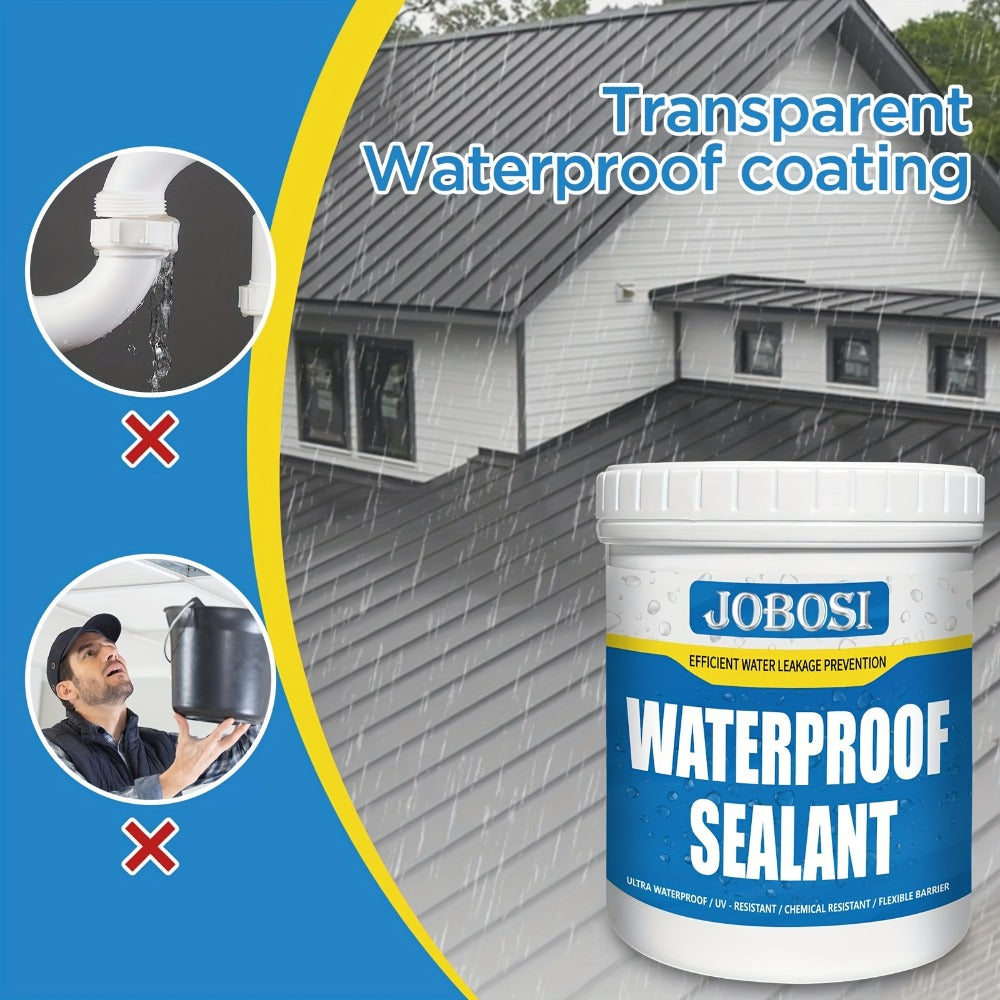 Waterproof Sealant Liquid Glue 32oz 1KG Leak Repair Agent – Indoor Outdoor Waterproof Coating for Roof Basement Wall Pipe Crack Sealing, Transparent & Black, Strong Adhesive Waterproof Repair Glue