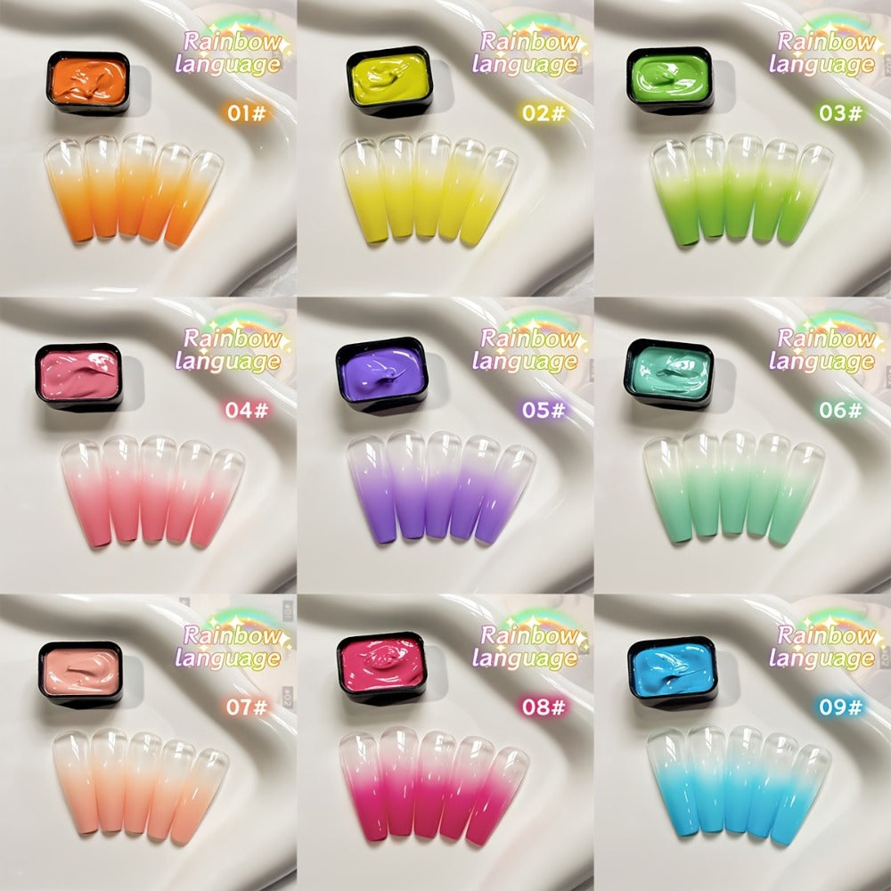 Gel Nail Polish Set 9 Colors Rainbow - MORDDA Mini Nine-Grid High Saturation Long Lasting No Alcohol Gradient Ombre Nail Art Kit UV LED Soak Off Salon Quality Gift for Women