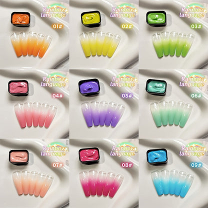 Gel Nail Polish Set 9 Colors Rainbow - MORDDA Mini Nine-Grid High Saturation Long Lasting No Alcohol Gradient Ombre Nail Art Kit UV LED Soak Off Salon Quality Gift for Women