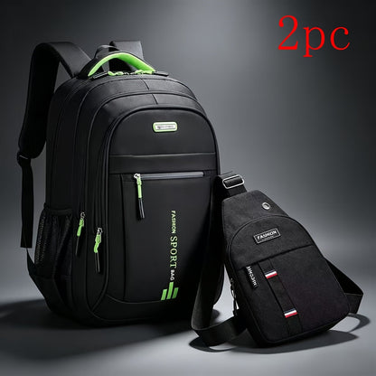 Business Travel Backpack for Men – Large Capacity Durable Nylon, Multi-Compartment, Adjustable Shoulder Straps, Dual-Purpose Campus & Work Bag | Available as Body Bag or Handbag & Shoulder Bag Set