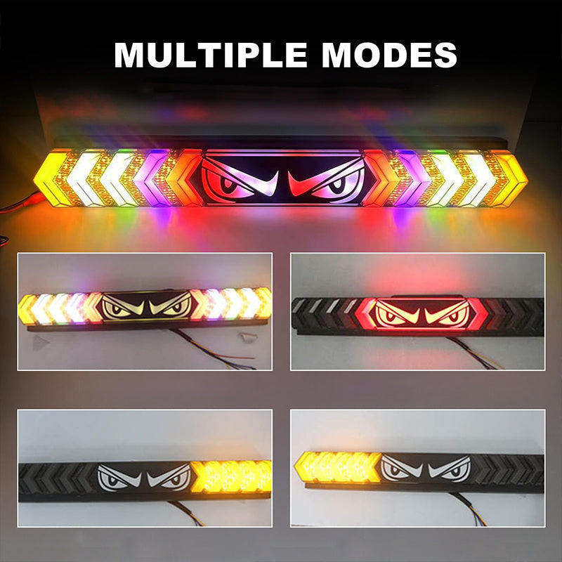 24-inch Devil Eye LED Truck Tailgate Lights, Red Sequential Rotating LED Light，RGB Flashing LED Truck Light Bar for Heavy Duty Trucks/Vans/RVs