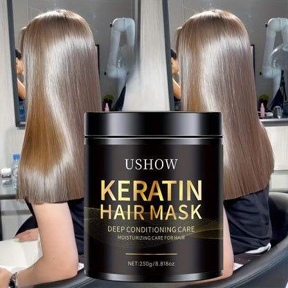 Deep Conditioning Keratin Hair Mask 250g with Collagen – Repairs Dry & Damaged Hair, Anti-Breakage, Reduces Split Ends, Softens & Strengthens, Color-Treated Safe, 8.8oz