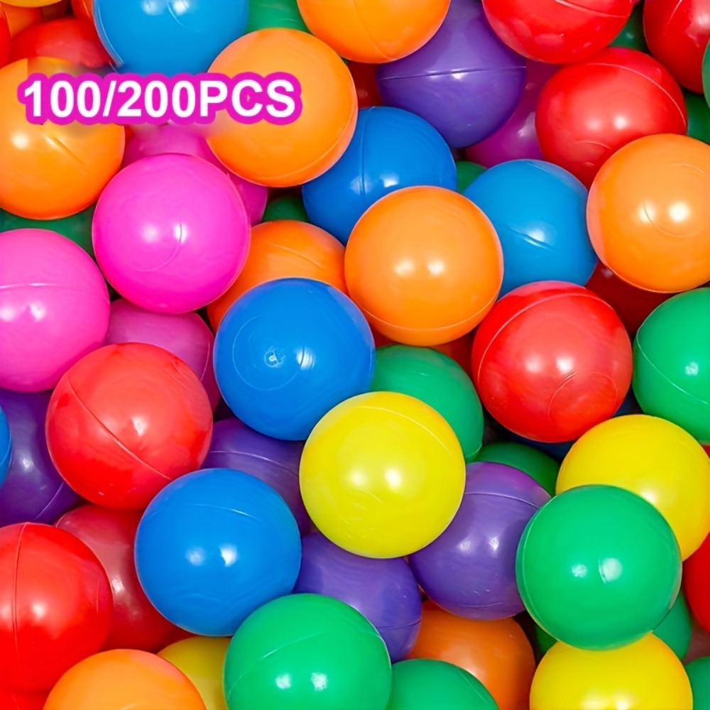 Colorful Plastic Ball Pit Balls for Kids – 100 or 200pcs Vibrant Mixed Color Balls for Ball Pools, Bounce Houses, Kids Pools & Game Houses | Perfect for Birthday Parties & Fun Gatherings