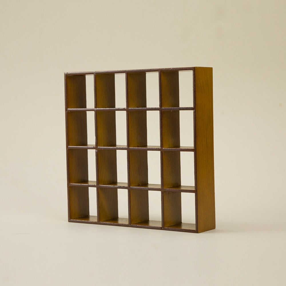 Dollhouse Miniature Display Cabinet 1:12 Scale 16-Compartment Modern Storage Shelf Organizer – Miniature Furniture Accessory for Dollhouse Room Decor Diorama Collectors Ages 14+ Multiple Colors