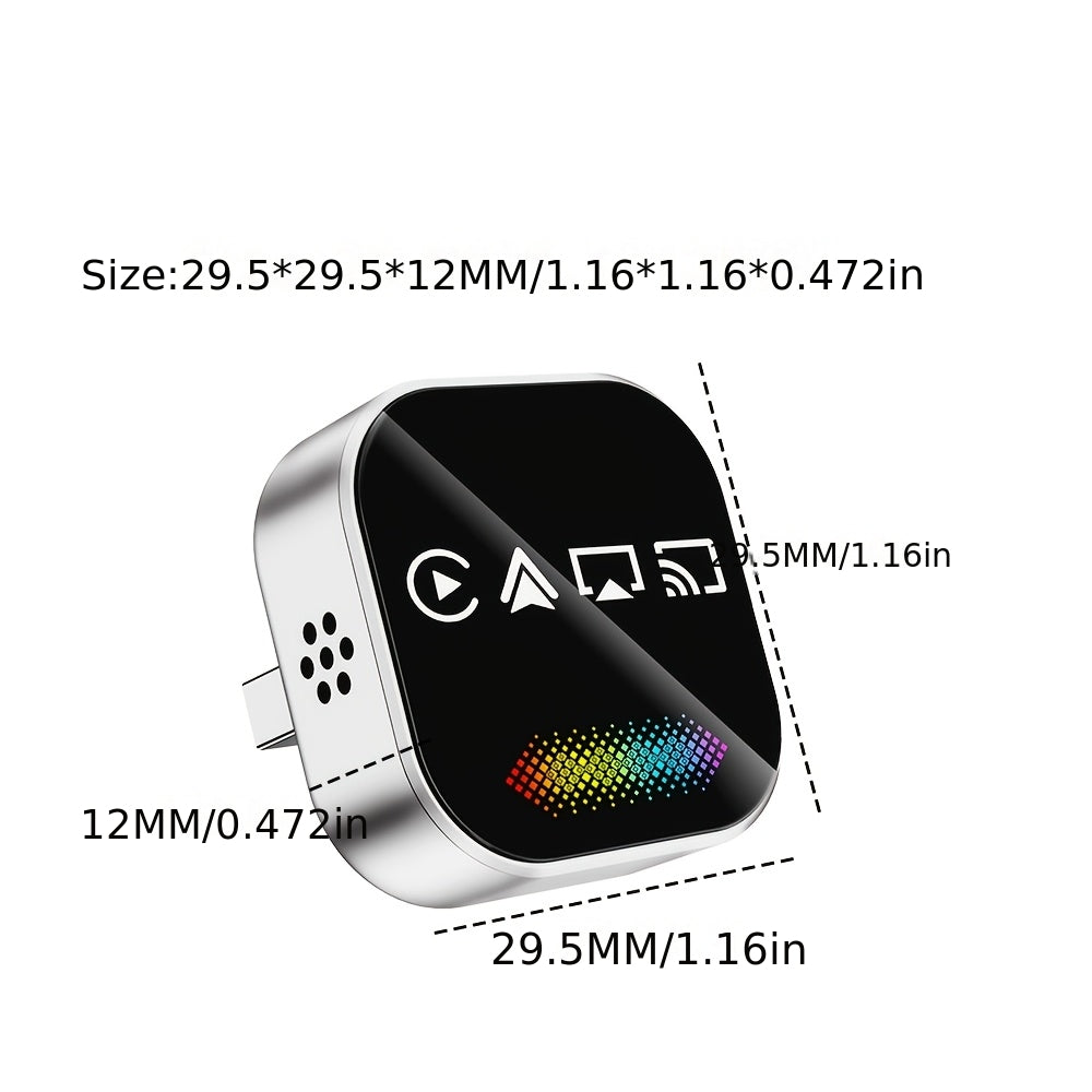 2026 Upgraded 4-in-1 Mini Wireless CarPlay Adapter, with Colorful Breathing Light, Plug & Play Wired to Wireless Converter for IOS CarPlay & Android Auto, BT 5.0, USB & USB-C Compatible