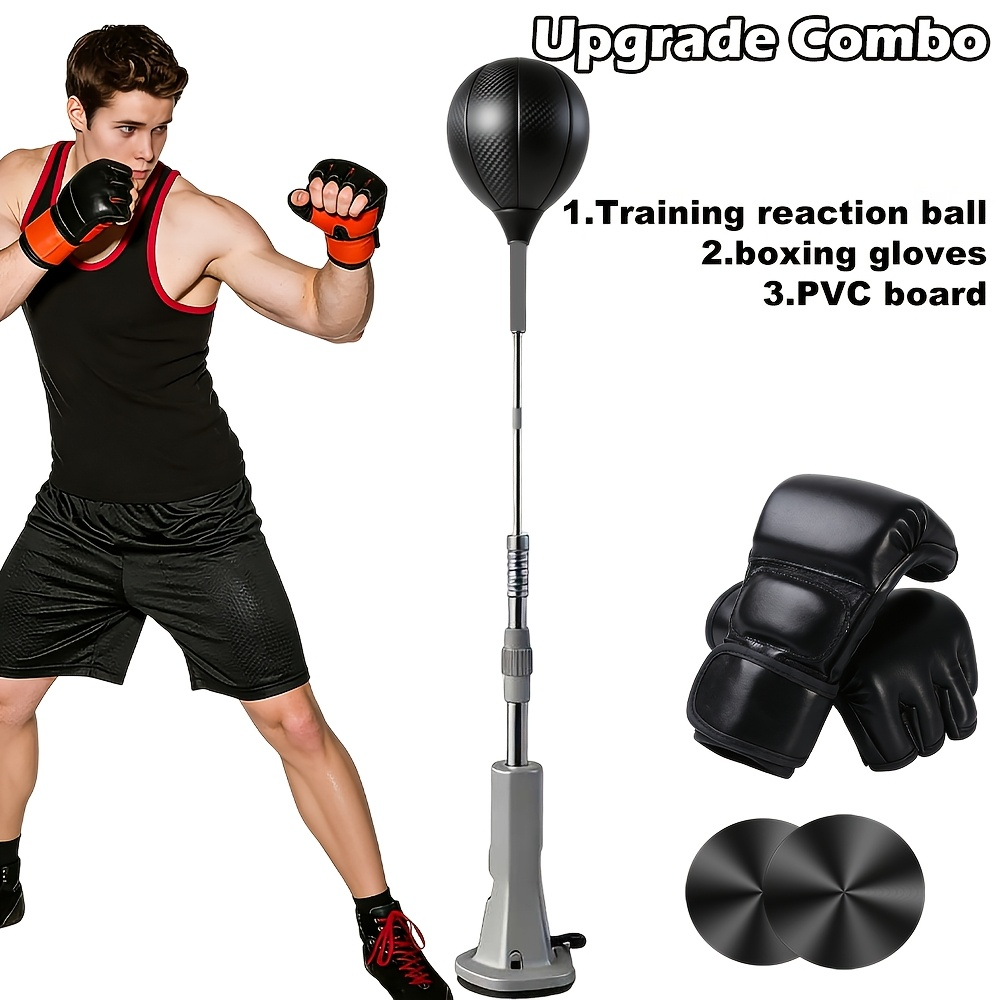 Boxing Reflex Ball with Suction Cup & 2 All-Terrain Bases – Speed Training Punching Ball for Adults & Youth, Adjustable Size