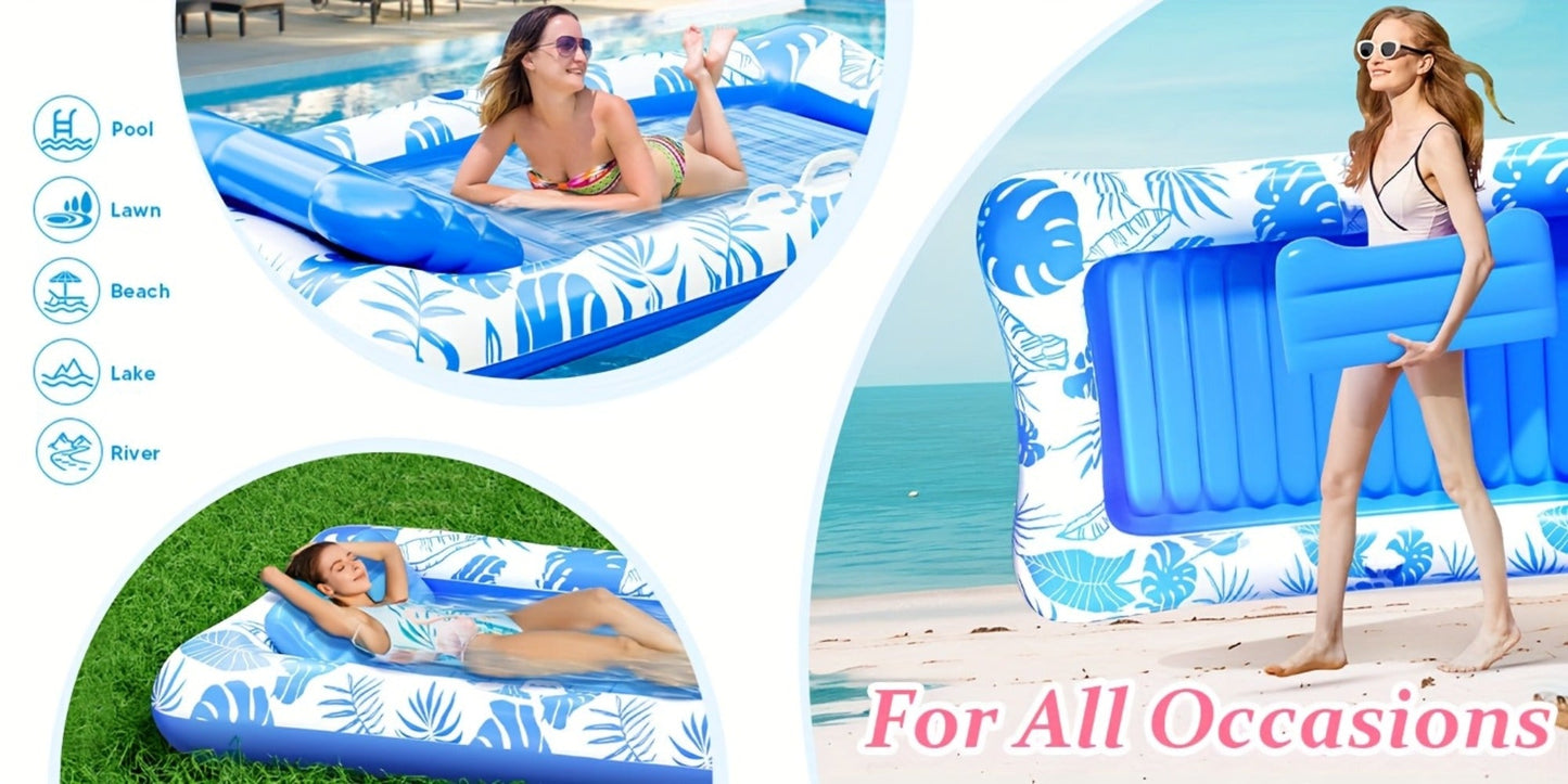 Thickened XL Tanning Pool Mattress 84×52 Inch Oversized Inflatable Sunbathing Float Lounger Raft for Adults Swimming Pool Lake Beach Summer Relaxation