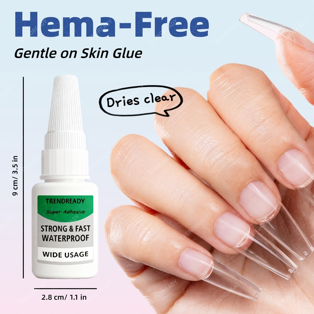 60+ Day Hold Nail Glue 4 Bottles 20g Each Super Strong Extra Hold Fast Drying No Lamp Needed Heavy Duty Adhesive for Press On Nails Fake Nails Acrylic Tips Nail Art Salon Home Use
