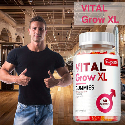 Men's Health Gummies 60 Count – Calcium, Magnesium & Sodium Formula for Muscle Support, Bone Strength & Male Vitality | Daily Wellness Gummies for Men | Vital Grow XL