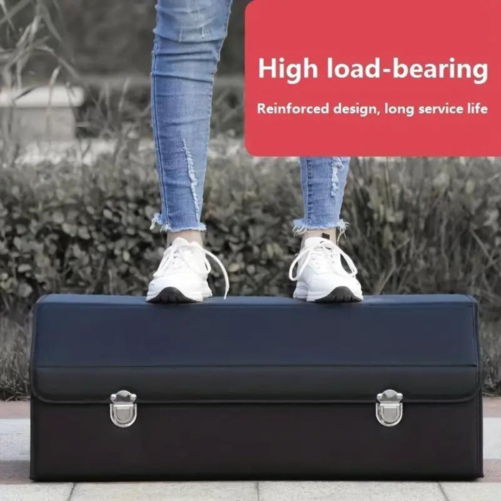 Car Trunk Organizer with Lid - 12.15 Gallon Collapsible Multi-Compartment Storage for Auto, SUV, Truck & Minivan