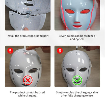 7-Color LED Light Therapy Facial Mask Device – Skincare Beauty Tool for Face & Neck, USB Rechargeable, Anti-Aging Red Light, Acne Blue Light, Skin Rejuvenation Gift