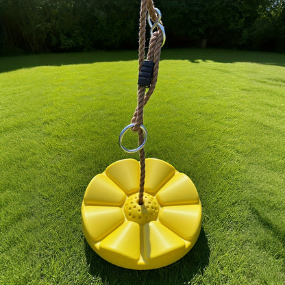 Petal Shaped Outdoor Swing for Kids – Single Person Thickened Fun Swing, 11.8" Diameter, 78.7" Rope, Adjustable Backyard Playground Swing for Boys and Girls | Green, Red, Yellow