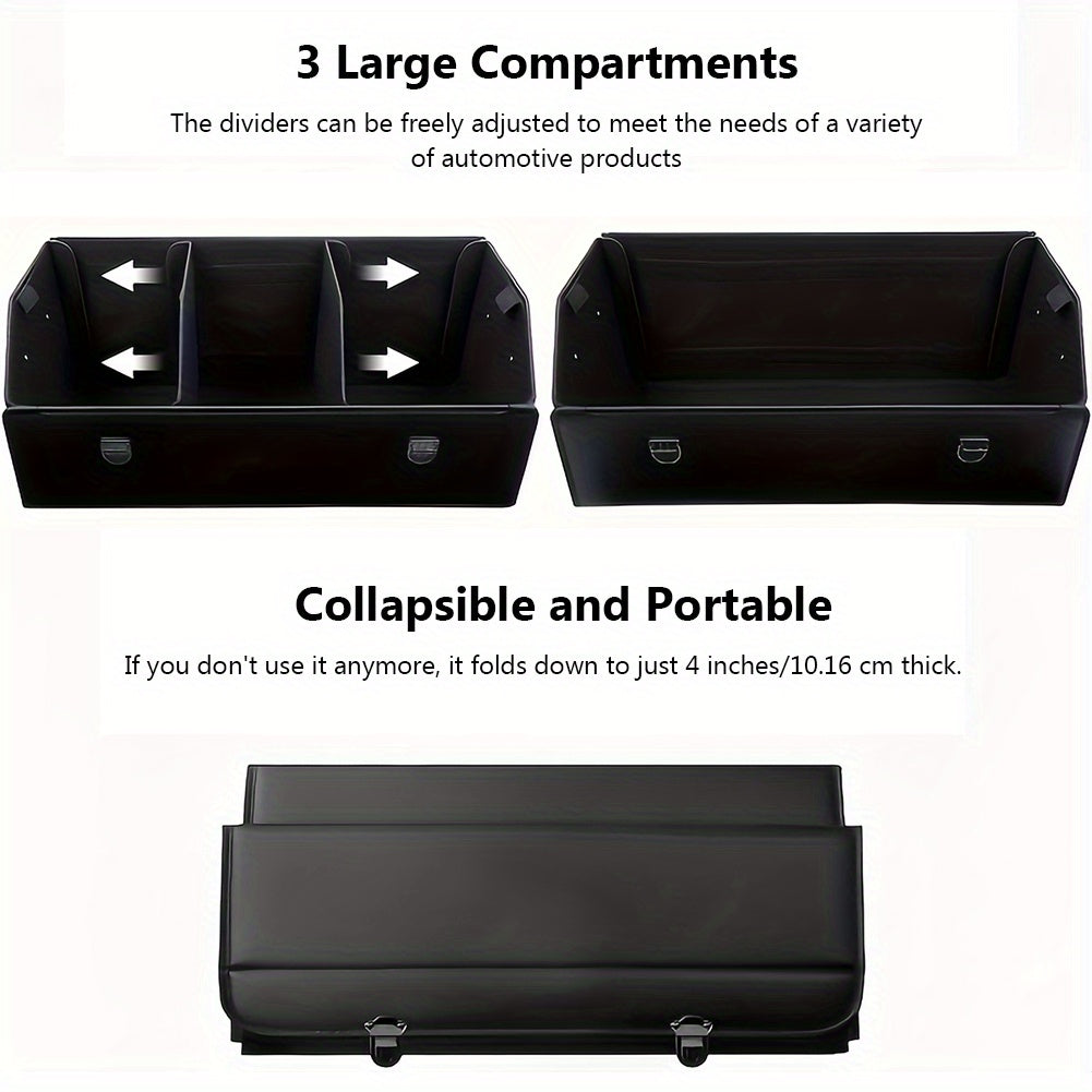 Car Trunk Storage Box PU Leather Auto Multiues Tools Storage Box Large Capacity Folding Auto Organizer Box for SUV Cars Stowing Tidying