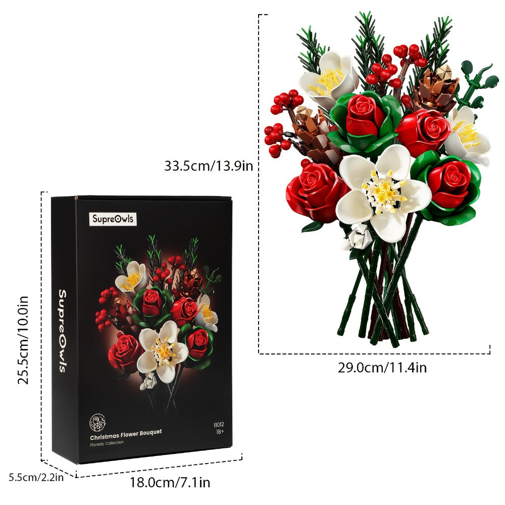 DIY Flower Bouquet Building Kit for Girls & Women – Rose & Lily Brick Set, Healing Series Desk Decoration, Buildable Artificial Flowers, Unique Mother's Day Birthday Valentine's Christmas Gift for Teens Adults