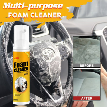 Car Interior Foam Cleaner Spray Kit 6.76oz | Multi-Surface Auto Detailing Cleaner for Dashboard Steering Wheel Seat Plastic Panel | Wash-Free Decontamination Foam with Sponge & Towel Set