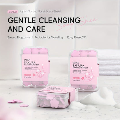 Travel Soap Paper Sheets 15 Boxes — Disposable Foaming Hand Wash with Milk, Vitamin C & Sakura Scents, TSA-Safe Portable Soap Sheets for Camping, Outdoor, Daily & On-the-Go Hygiene