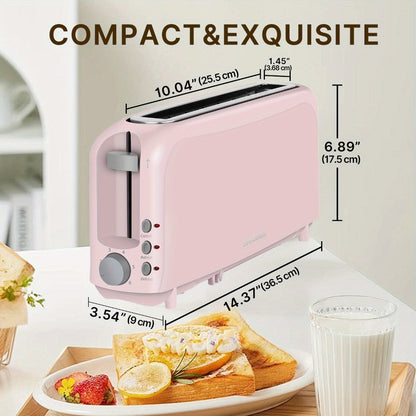2 Slice Slim Toaster with 6 Shade Settings, Cancel Reheat Defrost Functions, Removable Crumb Tray – Compact 750W Bread Toaster for Kitchen Counter, Fits Bread Waffle Bagel