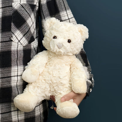 White Teddy Bear Plush Loving Heart – Soft Cute Stuffed Animal for Baby Girls Women, Kawaii Bear Toy, Birthday Valentine's Day Christmas Baby Shower Holiday Gift for Kids Toddlers