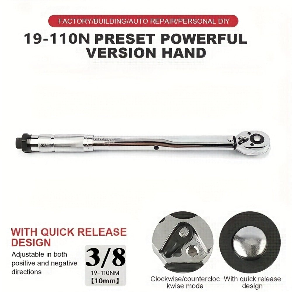 Torque Wrench Adjustable Drive 3/8" & 1/2" - Preset Click Torque Wrench for Automotive, Bike & Bicycle Maintenance, Ratchet Wrench with Dual Scale, Accurate & Durable, Gift for Husband & Car Enthusiasts