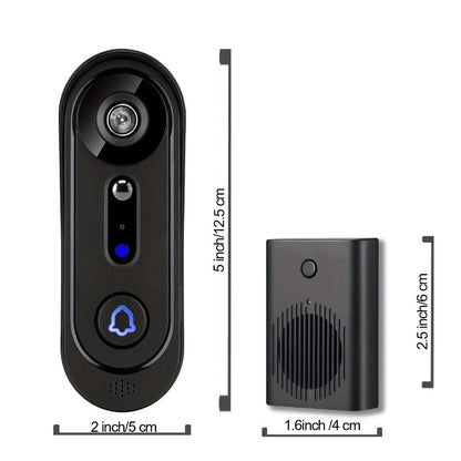 Video Doorbell Camera 1080P HD Wireless with Night Vision, Motion Detection, Two-Way Audio, Indoor Chime & Cloud Storage – 5200mAh Battery, 166° Wide Angle, 2.4GHz WiFi Smart Door Camera