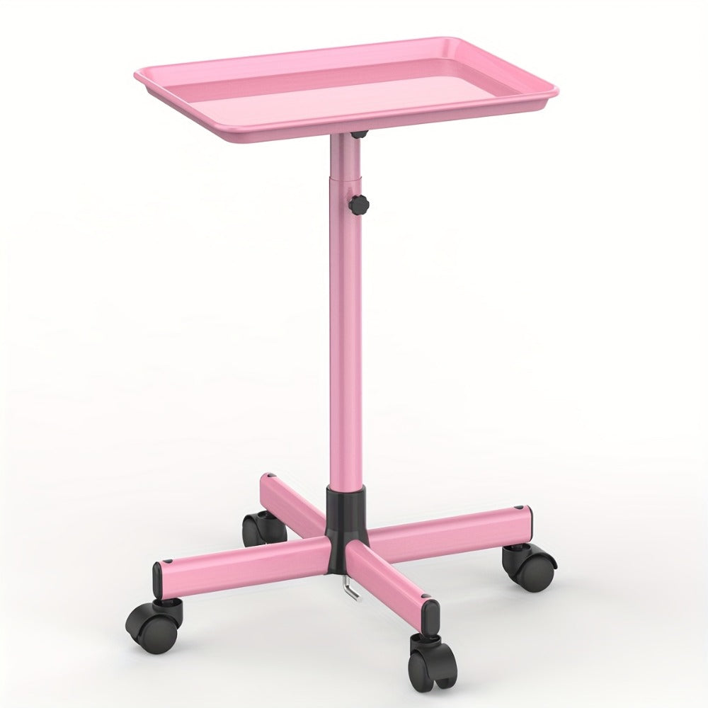 Salon Rolling Tray Cart with Wheels & Adjustable Height 30"-42" - Professional Trolley with Removable 18"x13" Tray, 360° Swivel Casters for Hair Stylist Tattoo Esthetician, Gold & Black