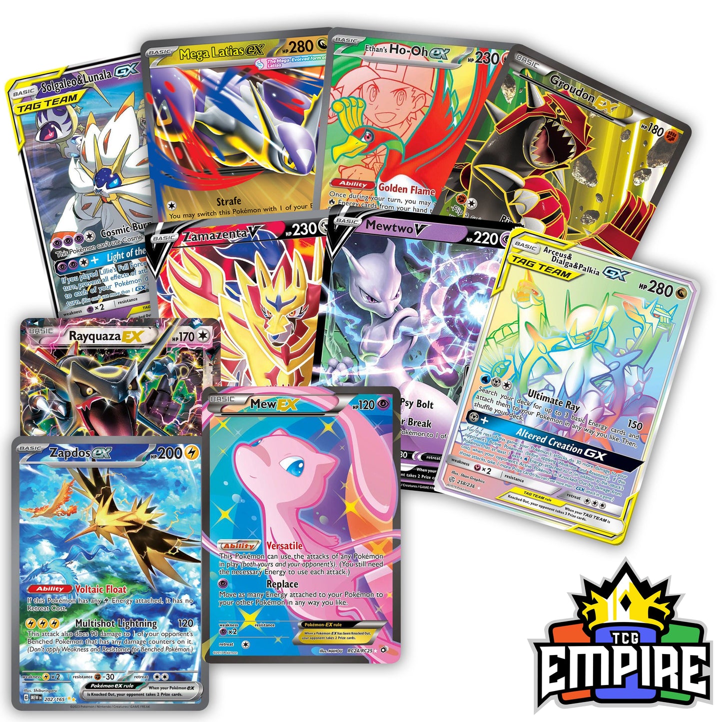 Pokemon Mythical Legendary Card Lot 5 Pack – V EX GX Mega Rare Cards No Duplicates | Charizard Mewtwo Lugia Rayquaza Possible | Random Selection Gift for Collectors & Kids