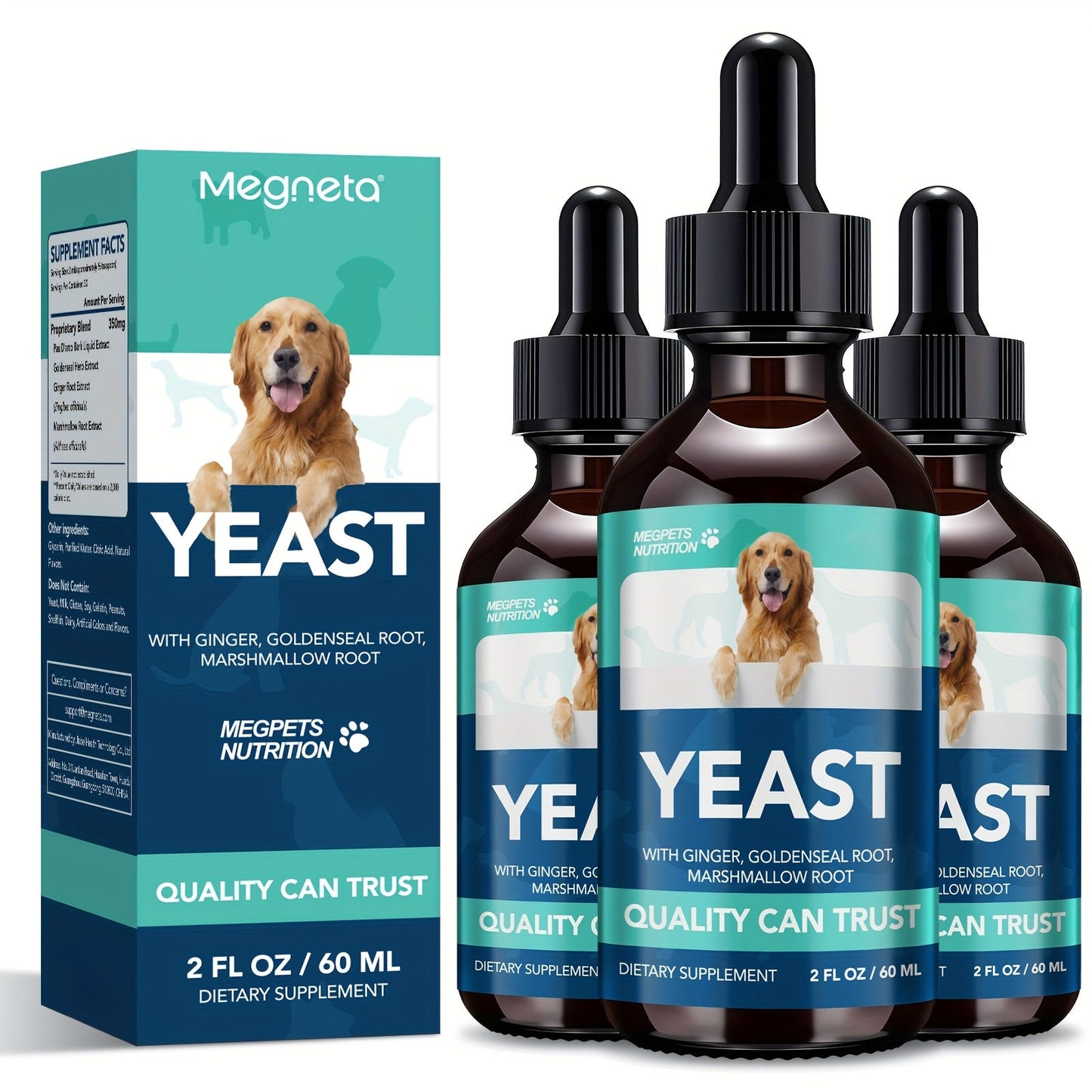 Yeast Health Drops for Dogs & Cats – Skin & Ear Support Supplement, Easy-Absorb Liquid Formula for All Breeds & Ages, 2fl oz (60ml)