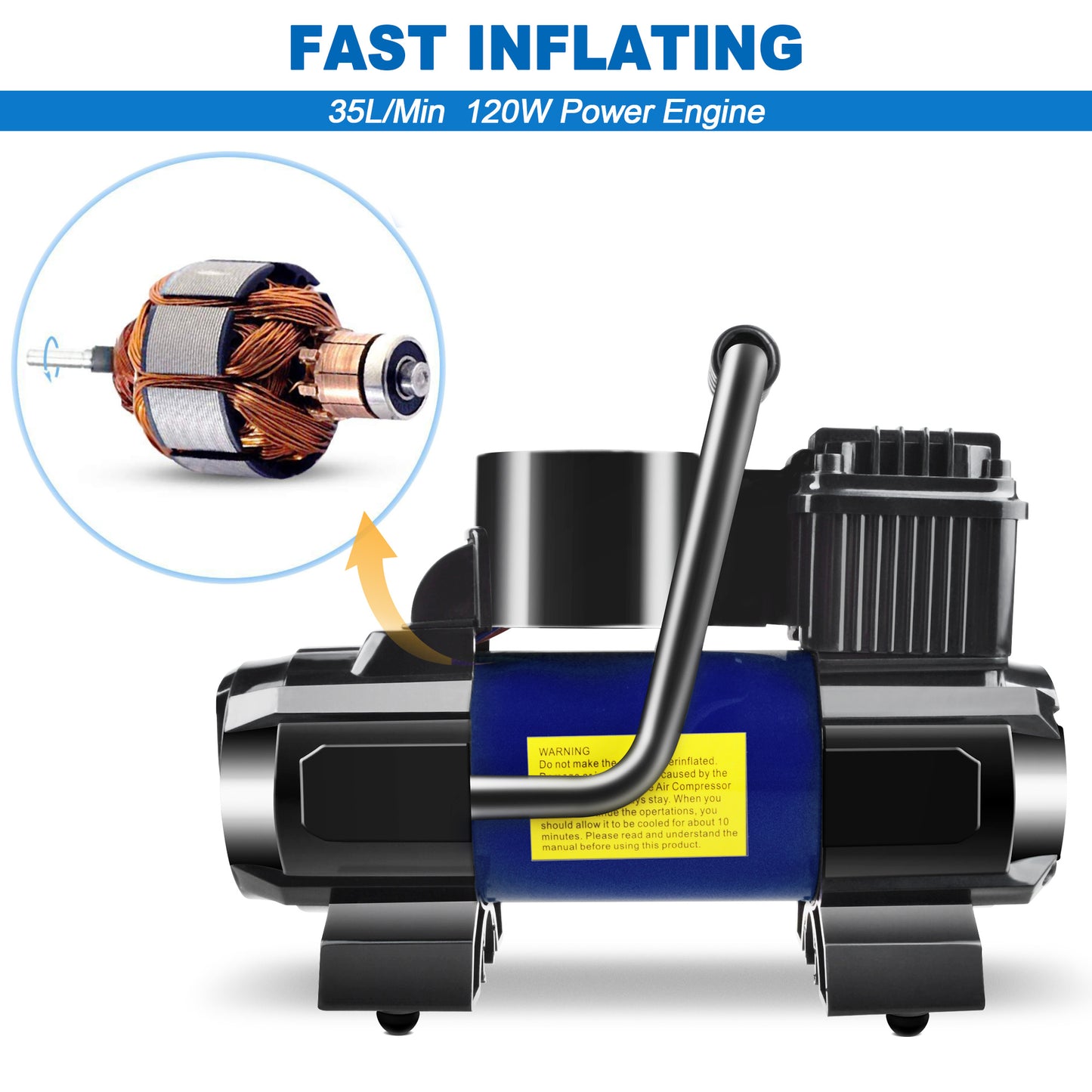 Portable Air Compressor Tire Inflator 150PSI – 120W 12V Auto Shut-Off, LED Display, 35L/min Fast Inflate for Car Bike Truck SUV Ball