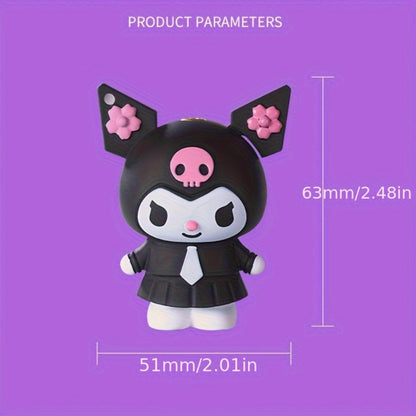 3D Kawaii Anime Figure Lighter with Chain, Cute Kuromi Sanrio Cartoon Open Flame Butane Lighter, Unique Kawaii Gift for Anime Fans, Available in 3 Colors – Black, Purple & Pink (No Butane Included)