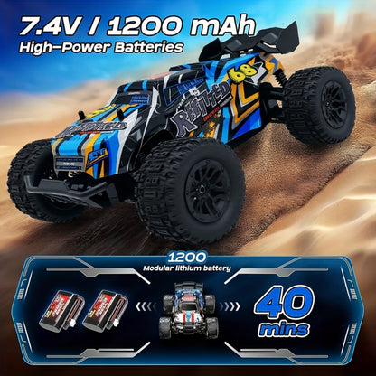 1:18 Scale RC Off-Road Car 35+ KM/H 4WD – 2.4GHz High Speed All-Terrain Remote Control Truck, Hobby Grade RC Racing Crawler for Kids & Adults, Birthday Gift, Blue or Red