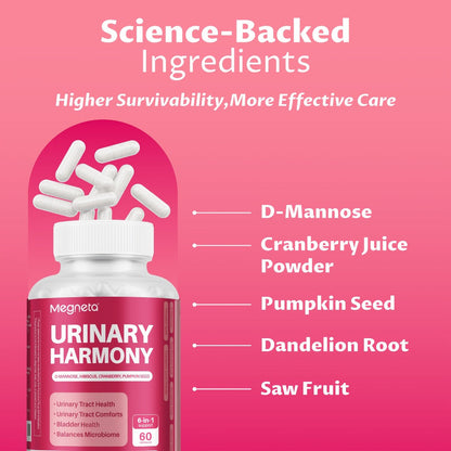 D-Mannose Urinary Tract Cleanse Supplement for Women 60 Capsules with Cranberry Dandelion Hibiscus Saw Palmetto Pumpkin Seed UTI Support