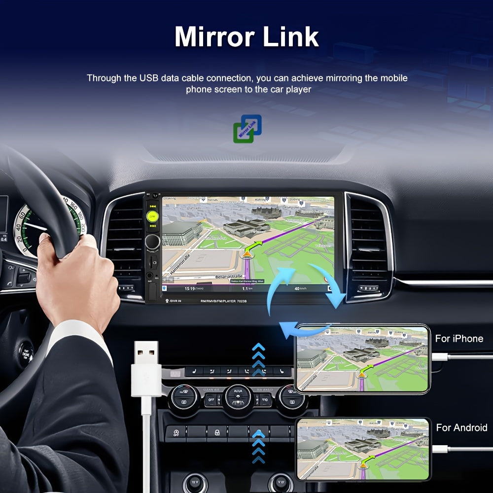 HIKITY Double Din Car Stereo Featuring a 7-Inch Touch Screen, Compatible with AUX/USB/TF Card/Mirror Link/Steering Wheel Control, Plus an Optional Backup Camera, Without Battery