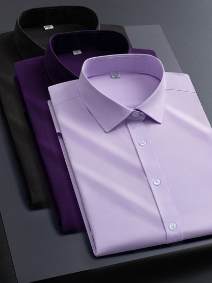 Men's Solid Color Shirt - Classic Neck Long Sleeve 567653