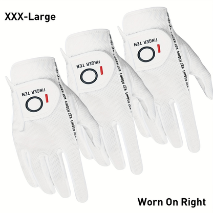 Wet Weather Golf Gloves Rain Grip 3-Pack for Men | Breathable Water-Resistant Golf Gloves for Left & Right Hand – Durable Comfortable Fit in Hot & Wet Conditions (Black, Gray, White | S–3XL)