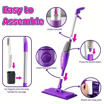 Kids Spray Mop Toy with Real Water Sprayer – Pretend Play Cleaning Set for Toddlers Girls Boys Ages 3 4 5 6, Purple Lightweight Mop, Fun Housekeeping Gift