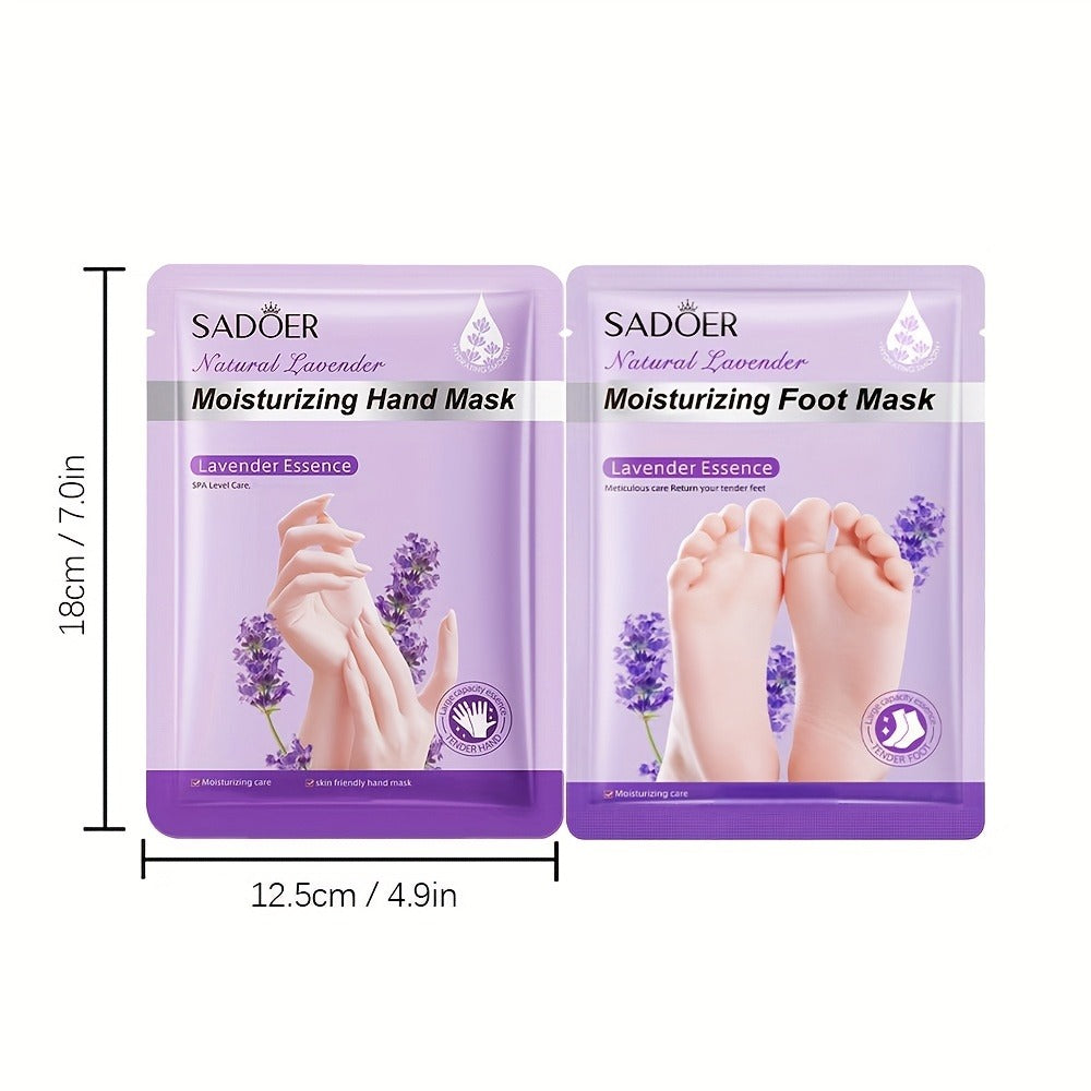 Hand and Foot Mask Set 12pcs Lavender Moisturizing — Deep Hydrating Gloves & Socks for Dry Cracked Skin, Non-Greasy Moisture Essence Treatment, Perfect Spa Gift for Women & Mom