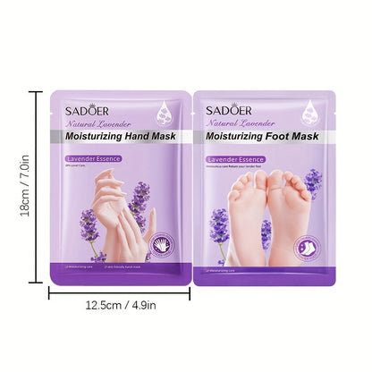 Hand and Foot Mask Set 12pcs Lavender Moisturizing — Deep Hydrating Gloves & Socks for Dry Cracked Skin, Non-Greasy Moisture Essence Treatment, Perfect Spa Gift for Women & Mom