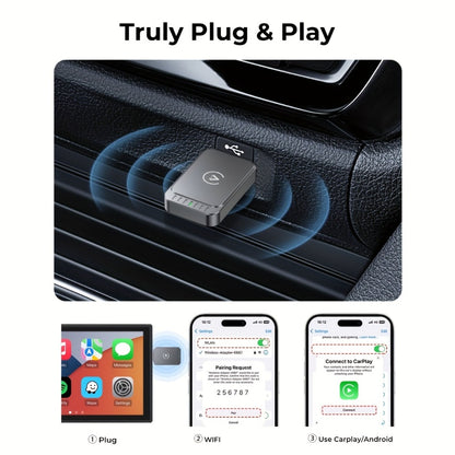 Wireless CarPlay & Android Auto Adapter – 2-in-1 Wired to Wireless AI Box, 2.4G/5GHz Dual Band, Compatible with 99% OEM Car Systems, iPhone iOS 10+ & Android 11+
