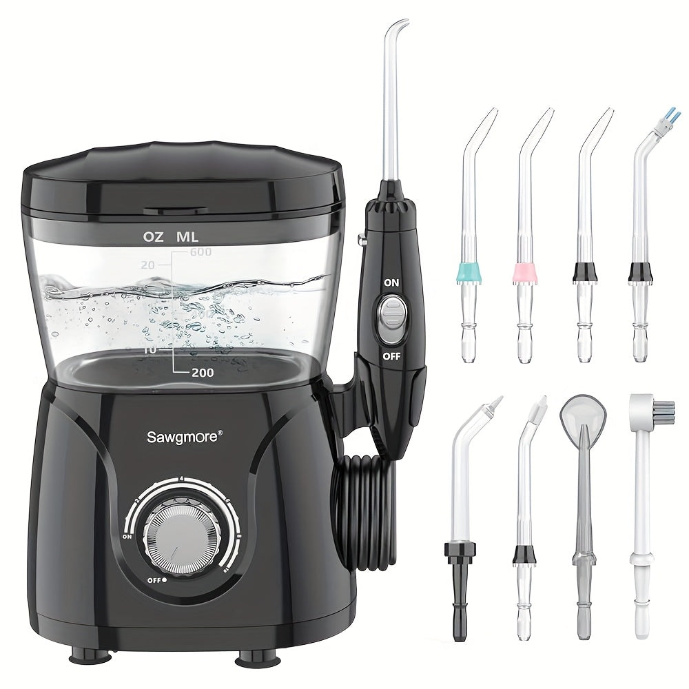 Water Flosser for Teeth & Braces 600ml Large Tank – 10 Adjustable Pressure Levels 8 Nozzles IPX4 Waterproof Professional Oral Irrigator Desktop Electric Dental Flosser for Adults Family