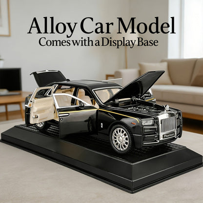 Collectible Diecast Car Model Zinc Alloy with Display Base & Openable Doors – Highly Detailed Static Decoration for Home Office Desk, Gift for Car Enthusiasts (White / Black / Pink)