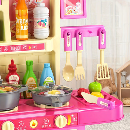 Pretend Play Kitchen Playset with Lights & Sounds – Interactive Toy Kitchen Accessories for Toddlers Ages 3+ – Indoor Kids Cooking Set Christmas Birthday Holiday Gift