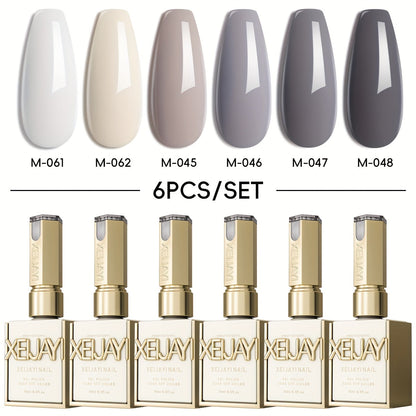 Holographic Rainbow Candy Gel Nail Polish Set 6 Colors 15ml - Semi-Permanent Soak Off LED UV Long Lasting Glossy Macaroon Finish Photo Frame Bottle Spring Summer Nail Art Kit for Women 0.51oz Each